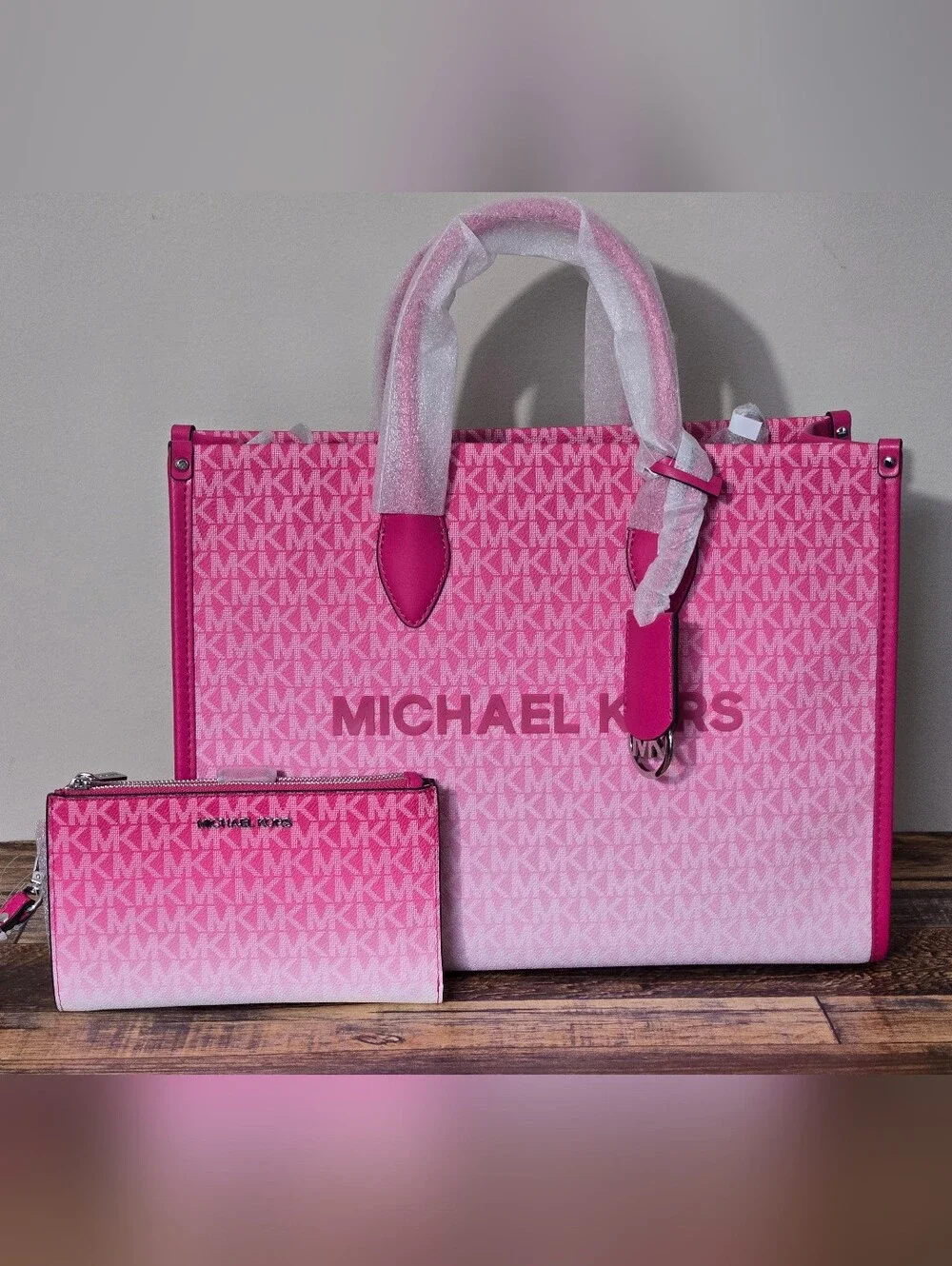 Michael Kors Mirella Medium Ombre Tote And Wallet Set
